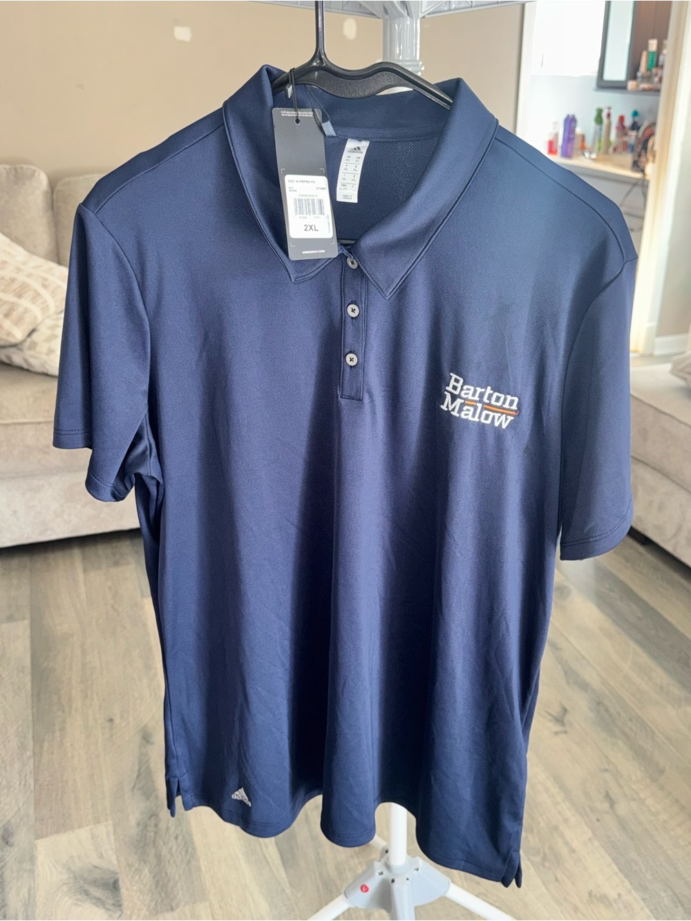adidas Women’s Navy Button-Down Polo with Barton Malow Logo